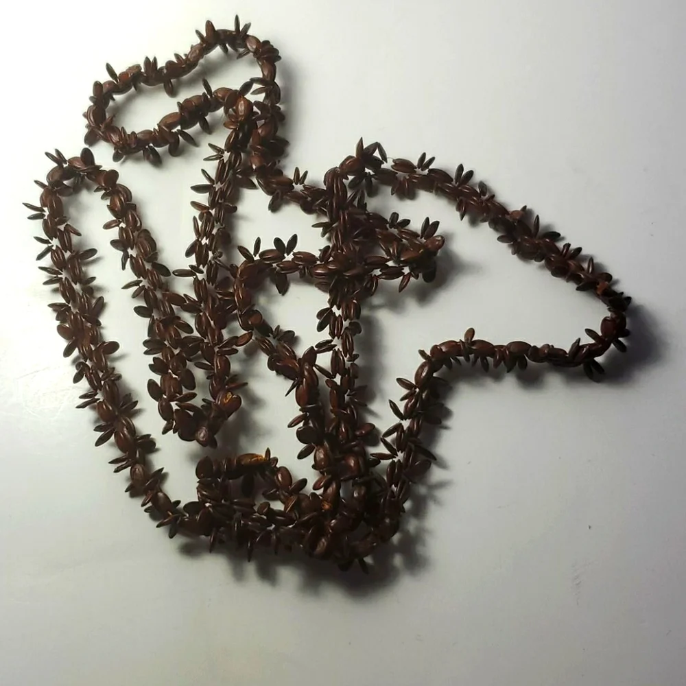 Retro Beach Hawaiian Luau 60s 70s Apple Seed Necklace 48
